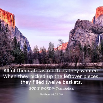 Picture 03 - Matthew 14:20 GW - All of them ate as much as they wanted. When they - Bible Verse Picture