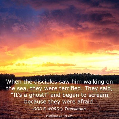 Picture 03 - Matthew 14:26 GW - When the disciples saw him walking on the sea, - Bible Verse Picture