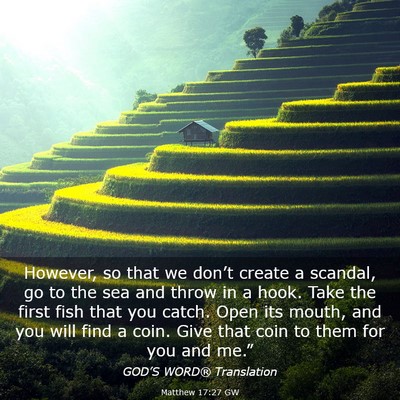 Picture 03 - Matthew 17:27 GW - However, so that we don’t create a scandal, go - Bible Verse Picture