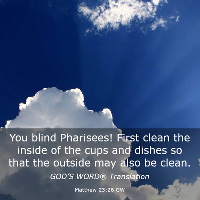 Picture 03 - Matthew 23:26 GW - You blind Pharisees! First clean the inside of - Bible Verse Picture