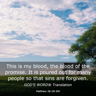 Picture 03 - Matthew 26:28 GW - This is my blood, the blood of the promise. It is - Bible Verse Picture