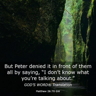 Picture 03 - Matthew 26:70 GW - But Peter denied it in front of them all by - Bible Verse Picture