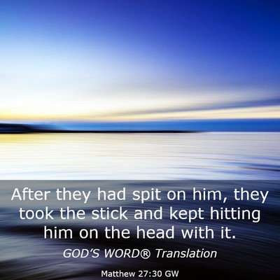 Picture 03 - Matthew 27:30 GW - After they had spit on him, they took the stick - Bible Verse Picture