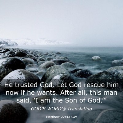 Picture 03 - Matthew 27:43 GW - He trusted God. Let God rescue him now if he - Bible Verse Picture