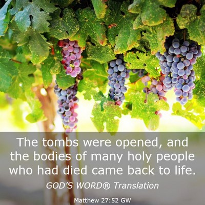 Picture 03 - Matthew 27:52 GW - The tombs were opened, and the bodies of many - Bible Verse Picture