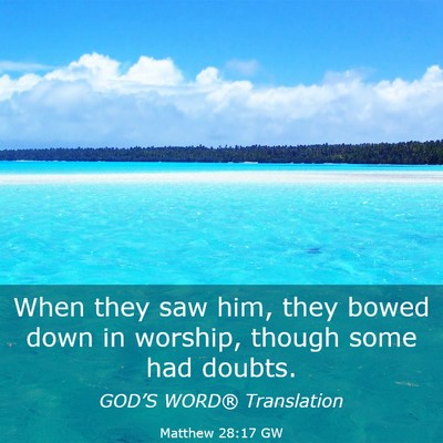Picture 03 - Matthew 28:17 GW - When they saw him, they bowed down in worship, - Bible Verse Picture