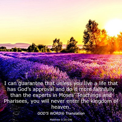 Picture 03 - Matthew 5:20 GW - I can guarantee that unless you live a life that - Bible Verse Picture