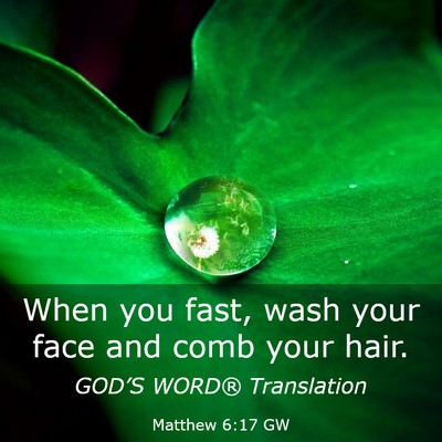 Picture 03 - Matthew 6:17 GW - When you fast, wash your face and comb your - Bible Verse Picture