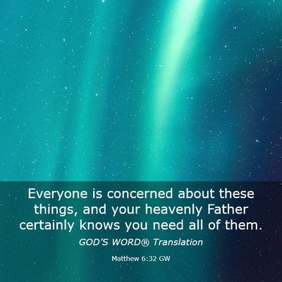 Picture 03 - Matthew 6:32 GW - Everyone is concerned about these things, and - Bible Verse Picture