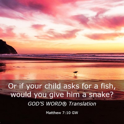 Picture 03 - Matthew 7:10 GW - Or if your child asks for a fish, would you give - Bible Verse Picture