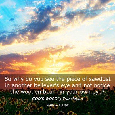 Picture 03 - Matthew 7:3 GW - So why do you see the piece of sawdust in another - Bible Verse Picture
