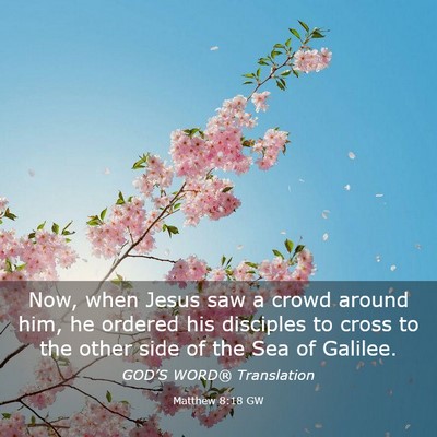 Picture 03 - Matthew 8:18 GW - Now, when Jesus saw a crowd around him, he - Bible Verse Picture