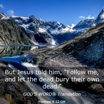 Picture 03 - Matthew 8:22 GW - But Jesus told him, “Follow me, and let the - Bible Verse Picture