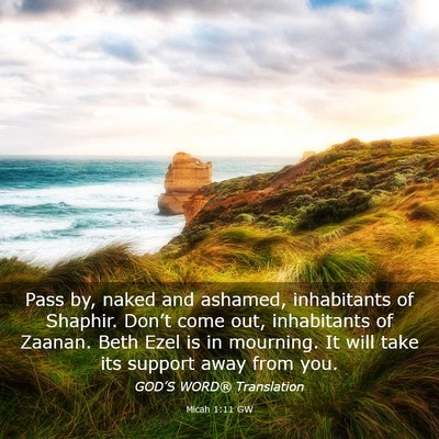Picture 03 - Micah 1:11 GW - Pass by, naked and ashamed, inhabitants of - Bible Verse Picture