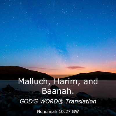 Picture 03 - Nehemiah 10:27 GW - Malluch, Harim, and - Bible Verse Picture