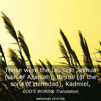 Picture 03 - Nehemiah 10:9 GW - These were the Levites: Jeshua (son of Azaniah), - Bible Verse Picture