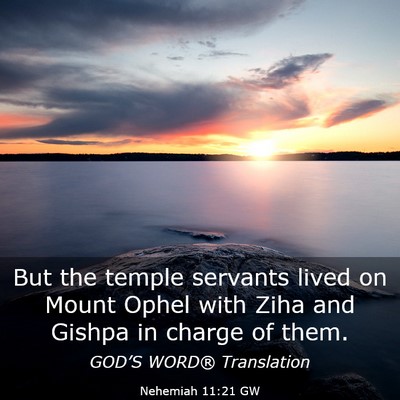 Picture 03 - Nehemiah 11:21 GW - But the temple servants lived on Mount Ophel with - Bible Verse Picture