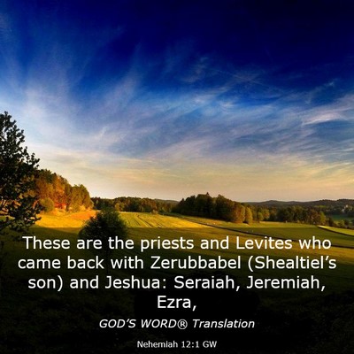 Picture 03 - Nehemiah 12:1 GW - These are the priests and Levites who came back - Bible Verse Picture