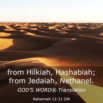 Picture 03 - Nehemiah 12:21 GW - from Hilkiah, Hashabiah; from Jedaiah, - Bible Verse Picture