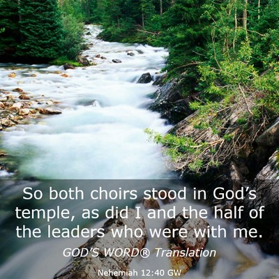 Picture 03 - Nehemiah 12:40 GW - So both choirs stood in God’s temple, as did I - Bible Verse Picture