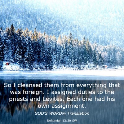 Picture 03 - Nehemiah 13:30 GW - So I cleansed them from everything that was - Bible Verse Picture