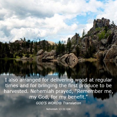 Picture 03 - Nehemiah 13:31 GW - I also arranged for delivering wood at regular - Bible Verse Picture