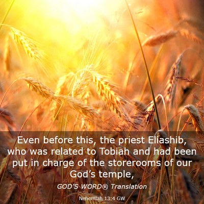 Picture 03 - Nehemiah 13:4 GW - Even before this, the priest Eliashib, who was - Bible Verse Picture