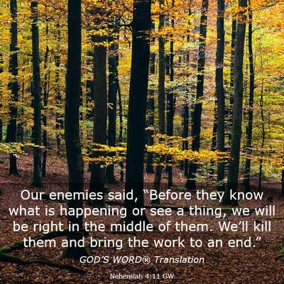 Picture 03 - Nehemiah 4:11 GW - Our enemies said, “Before they know what is - Bible Verse Picture