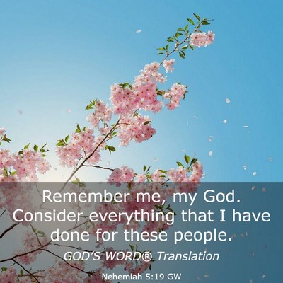 Picture 03 - Nehemiah 5:19 GW - Remember me, my God. Consider everything that I - Bible Verse Picture