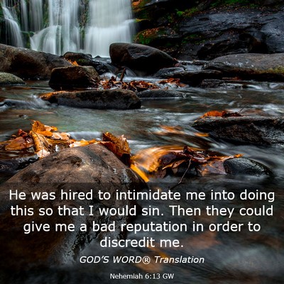 Picture 03 - Nehemiah 6:13 GW - He was hired to intimidate me into doing this so - Bible Verse Picture