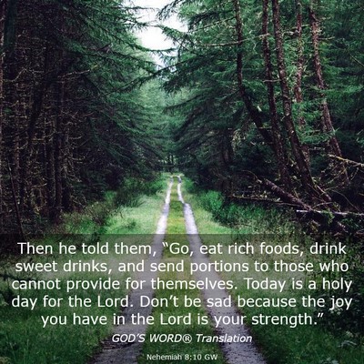 Picture 03 - Nehemiah 8:10 GW - Then he told them, “Go, eat rich foods, drink - Bible Verse Picture