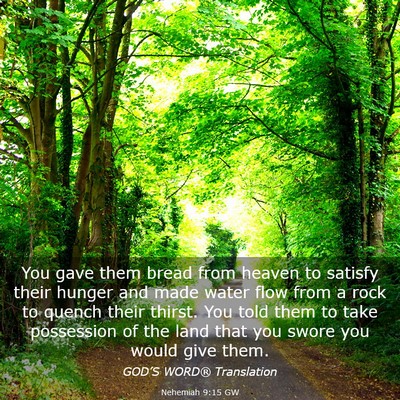 Picture 03 - Nehemiah 9:15 GW - You gave them bread from heaven to satisfy their - Bible Verse Picture