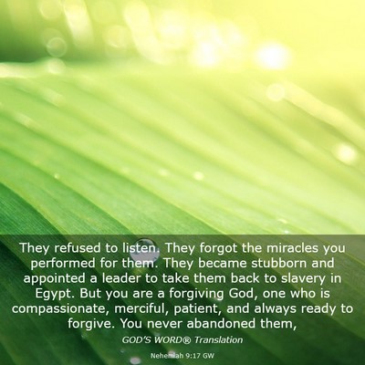 Picture 03 - Nehemiah 9:17 GW - They refused to listen. They forgot the miracles - Bible Verse Picture