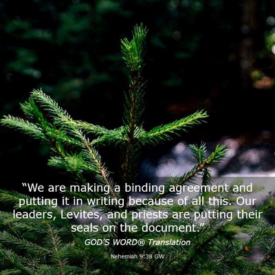 Picture 03 - Nehemiah 9:38 GW - “We are making a binding agreement and putting - Bible Verse Picture