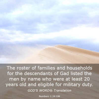 Picture 03 - Numbers 1:24 GW - The roster of families and households for the - Bible Verse Picture