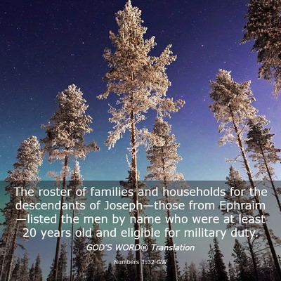 Picture 03 - Numbers 1:32 GW - The roster of families and households for the - Bible Verse Picture