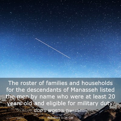 Picture 03 - Numbers 1:34 GW - The roster of families and households for the - Bible Verse Picture