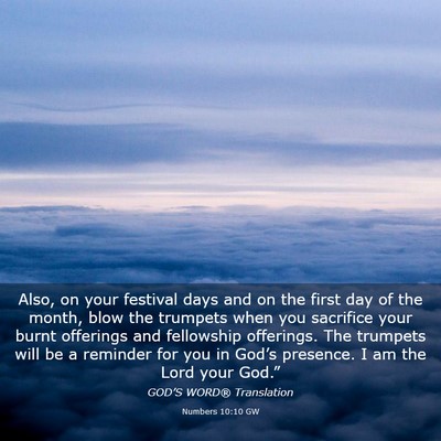 Picture 03 - Numbers 10:10 GW - Also, on your festival days and on the first day - Bible Verse Picture