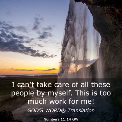 Picture 03 - Numbers 11:14 GW - I can’t take care of all these people by - Bible Verse Picture