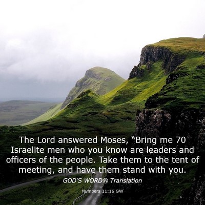 Picture 03 - Numbers 11:16 GW - The Lord answered Moses, “Bring me 70 Israelite - Bible Verse Picture
