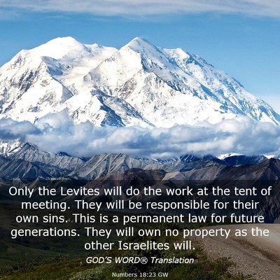 Picture 03 - Numbers 18:23 GW - Only the Levites will do the work at the tent of - Bible Verse Picture