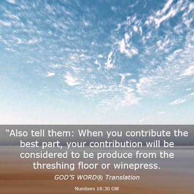Picture 03 - Numbers 18:30 GW - “Also tell them: When you contribute the best - Bible Verse Picture