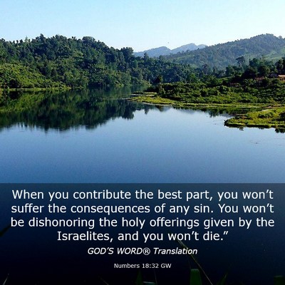 Picture 03 - Numbers 18:32 GW - When you contribute the best part, you won’t - Bible Verse Picture
