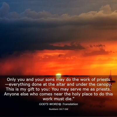 Picture 03 - Numbers 18:7 GW - Only you and your sons may do the work of - Bible Verse Picture