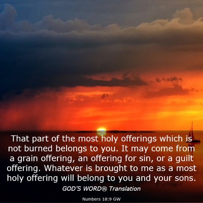 Picture 03 - Numbers 18:9 GW - That part of the most holy offerings which is not - Bible Verse Picture