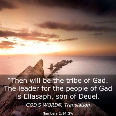 Picture 03 - Numbers 2:14 GW - “Then will be the tribe of Gad. The leader for - Bible Verse Picture