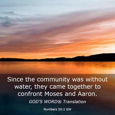 Picture 03 - Numbers 20:2 GW - Since the community was without water, they came - Bible Verse Picture