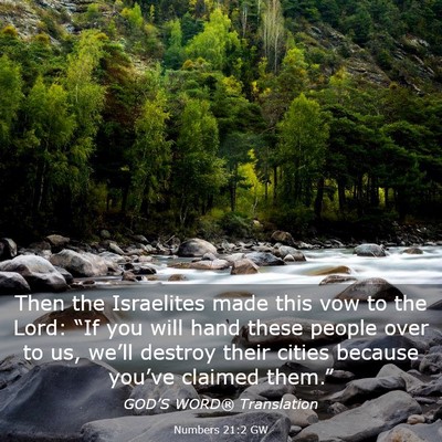 Picture 03 - Numbers 21:2 GW - Then the Israelites made this vow to the Lord: - Bible Verse Picture