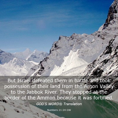 Picture 03 - Numbers 21:24 GW - But Israel defeated them in battle and took - Bible Verse Picture