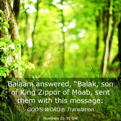 Picture 03 - Numbers 22:10 GW - Balaam answered, “Balak, son of King Zippor of - Bible Verse Picture